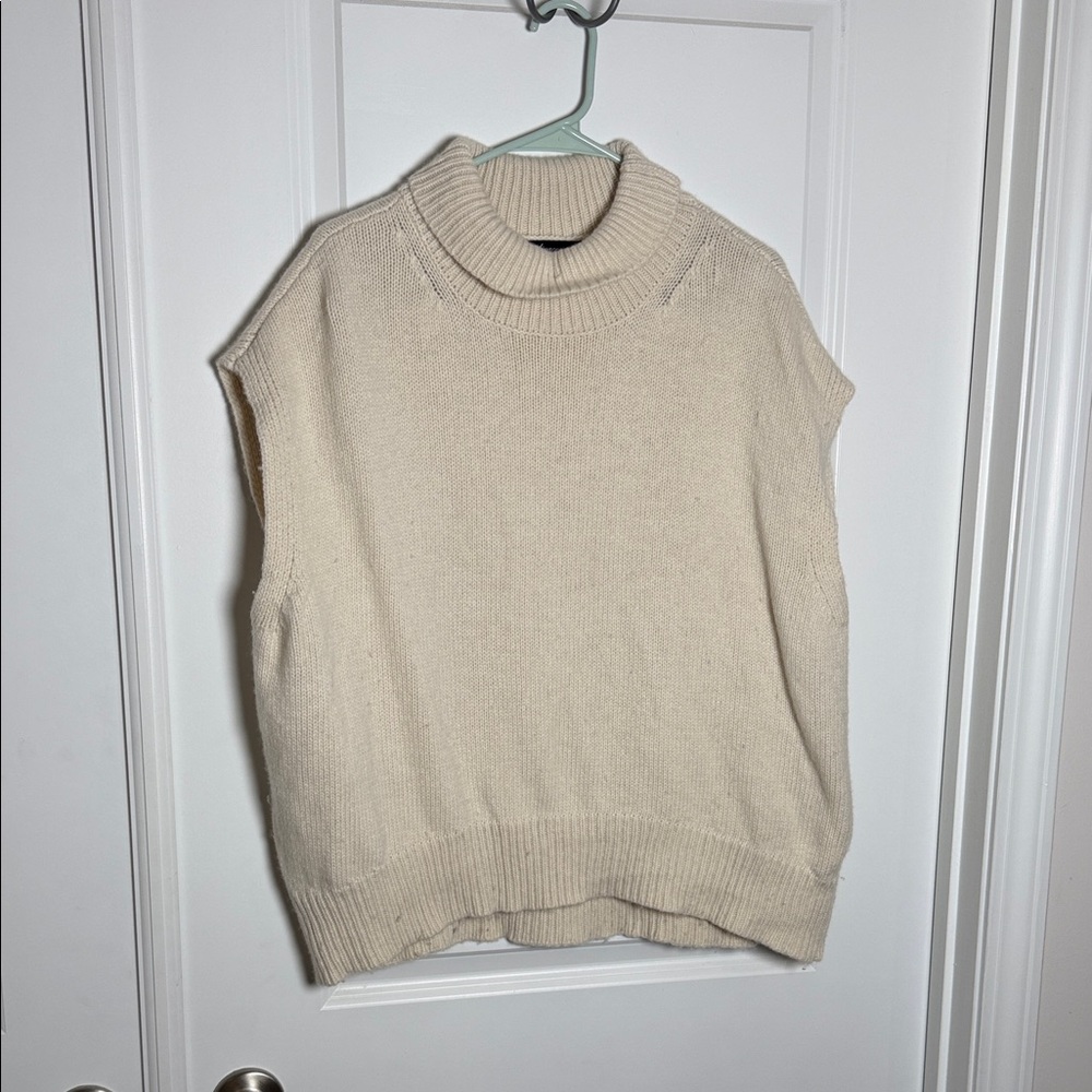 Olivaceous Off-White Sleeveless Turtleneck Sweater